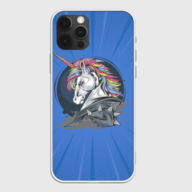 Чехол для iPhone 12 Pro Max с принтом Единорог Rock в Курске, Силикон |  | rock | единорог | единорог рокер | кожанка | конь | лошадь | многоцветный | радуга | рог | рок | шипы
