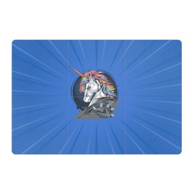 Магнитный плакат 3Х2 с принтом Единорог Rock в Курске, Полимерный материал с магнитным слоем | 6 деталей размером 9*9 см | rock | единорог | единорог рокер | кожанка | конь | лошадь | многоцветный | радуга | рог | рок | шипы