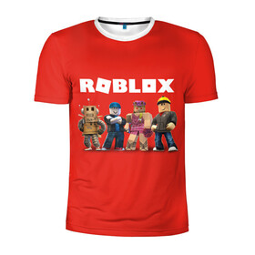 Мужская футболка 3D спортивная с принтом ROBLOX в Курске, 100% полиэстер с улучшенными характеристиками | приталенный силуэт, круглая горловина, широкие плечи, сужается к линии бедра | roblox | игра | компьютерная игра | логотип | онлайн | онлайн игра | роблакс | роблокс