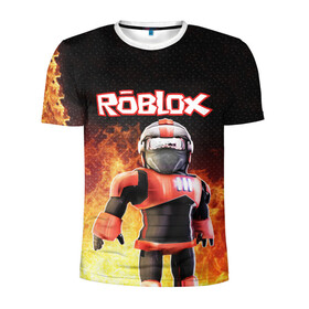Мужская футболка 3D спортивная с принтом ROBLOX в Курске, 100% полиэстер с улучшенными характеристиками | приталенный силуэт, круглая горловина, широкие плечи, сужается к линии бедра | roblox | игра | компьютерная игра | логотип | онлайн | онлайн игра | роблакс | роблокс