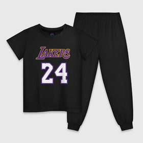 Детская пижама хлопок с принтом Lakers 24 в Курске, 100% хлопок |  брюки и футболка прямого кроя, без карманов, на брюках мягкая резинка на поясе и по низу штанин
 | basketball | black | bryant | game | james | kobe | kobebryant | lakers | lebron | los angeles | mamba | nba | rip | slam dunk | баскетбол | баскетболист | брайант | браянт | джеймс | игрок | коби | леброн | лейкерс | лос анджеле