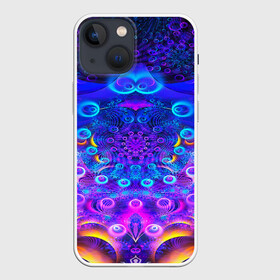 Чехол для iPhone 13 mini с принтом FRACTAL ILLUSION в Курске,  |  | abstract | abstraction | color | fractal | geometry | paitnt | polygon | polygonal | psy | абстракция | геометрия | краски | неоновые | полигоны | психоделика | фрактал