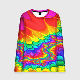 Мужской лонгслив 3D с принтом TIE-DYE в Курске, 100% полиэстер | длинные рукава, круглый вырез горловины, полуприлегающий силуэт | Тематика изображения на принте: abstract | abstraction | color | fractal | geometry | paitnt | polygon | polygonal | psy | абстракция | геометрия | краски | неоновые | полигоны | психоделика | фрактал