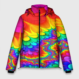 Мужская зимняя куртка 3D с принтом TIE-DYE в Курске, верх — 100% полиэстер; подкладка — 100% полиэстер; утеплитель — 100% полиэстер | длина ниже бедра, свободный силуэт Оверсайз. Есть воротник-стойка, отстегивающийся капюшон и ветрозащитная планка. 

Боковые карманы с листочкой на кнопках и внутренний карман на молнии. | abstract | abstraction | color | fractal | geometry | paitnt | polygon | polygonal | psy | абстракция | геометрия | краски | неоновые | полигоны | психоделика | фрактал