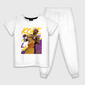 Детская пижама хлопок с принтом Kobe - Lakers в Курске, 100% хлопок |  брюки и футболка прямого кроя, без карманов, на брюках мягкая резинка на поясе и по низу штанин
 | basketball | black | bryant | game | james | kobe | kobebryant | lakers | lebron | los angeles | mamba | nba | rip | slam dunk | баскетбол | баскетболист | брайант | браянт | джеймс | игрок | коби | леброн | лейкерс | лос анджеле