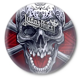 Значок с принтом Judas Priest в Курске,  металл | круглая форма, металлическая застежка в виде булавки | Тематика изображения на принте: 