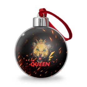 Ёлочный шар с принтом the Queen в Курске, Пластик | Диаметр: 77 мм | queen | большая кошка | королева | корона | кошка | леопард | львица | молния