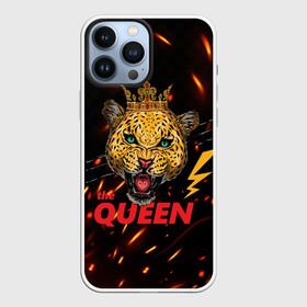 Чехол для iPhone 13 Pro Max с принтом the Queen в Курске,  |  | Тематика изображения на принте: queen | большая кошка | королева | корона | кошка | леопард | львица | молния