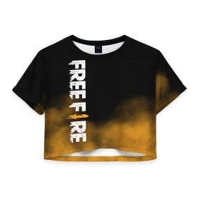 Женская футболка Crop-top 3D с принтом Free fire в Курске, 100% полиэстер | круглая горловина, длина футболки до линии талии, рукава с отворотами | free fire | freefire | игра free fire | игра фрифаер | фри файр | фрифаер
