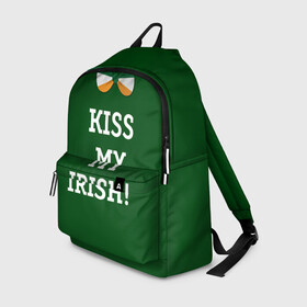 Рюкзак 3D с принтом Kiss my Irish в Курске, 100% полиэстер | лямки с регулируемой длиной, сверху петелька, чтобы рюкзак можно было повесить на вешалку. Основное отделение закрывается на молнию, как и внешний карман. Внутри два дополнительных кармана, один из которых закрывается на молнию. По бокам два дополнительных кармашка | британия | день святого патрика | золото | ирландия