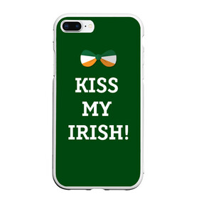 Чехол для iPhone 7Plus/8 Plus матовый с принтом Kiss my Irish в Курске, Силикон | Область печати: задняя сторона чехла, без боковых панелей | Тематика изображения на принте: британия | день святого патрика | золото | ирландия