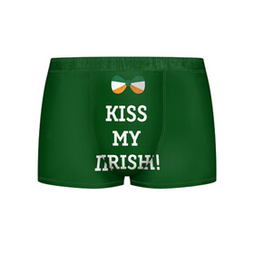 Мужские трусы 3D с принтом Kiss my Irish в Курске, 50% хлопок, 50% полиэстер | классическая посадка, на поясе мягкая тканевая резинка | Тематика изображения на принте: британия | день святого патрика | золото | ирландия