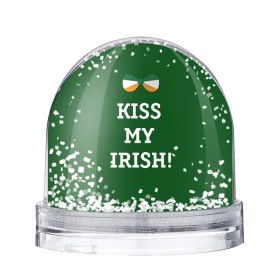 Снежный шар с принтом Kiss my Irish в Курске, Пластик | Изображение внутри шара печатается на глянцевой фотобумаге с двух сторон | британия | день святого патрика | золото | ирландия