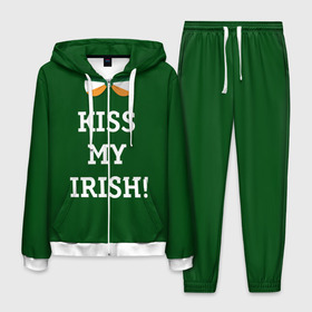 Мужской костюм 3D с принтом Kiss my Irish в Курске, 100% полиэстер | Манжеты и пояс оформлены тканевой резинкой, двухслойный капюшон со шнурком для регулировки, карманы спереди | британия | день святого патрика | золото | ирландия