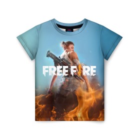Детская футболка 3D с принтом free fire в Курске, 100% гипоаллергенный полиэфир | прямой крой, круглый вырез горловины, длина до линии бедер, чуть спущенное плечо, ткань немного тянется | free fire | freefire | игра free fire | игра фрифаер | фри файр | фрифаер