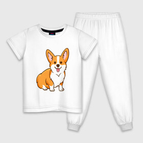 Детская пижама хлопок с принтом Корги в Курске, 100% хлопок |  брюки и футболка прямого кроя, без карманов, на брюках мягкая резинка на поясе и по низу штанин
 | dog. корги | dogs | весёлые собачки | милые собачки | прикольные собачки | собаки | собачки