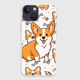 Чехол для iPhone 13 mini с принтом Корги в Курске,  |  | Тематика изображения на принте: dog. корги | dogs | весёлые собачки | милые собачки | прикольные собачки | собаки | собачки