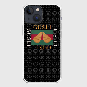 Чехол для iPhone 13 mini с принтом GUSLI в Курске,  |  | antibrand | gucci | gucci colors | gusli | антибренд | гусли | гучи | лого | логотип | мем | надпись | прикол | цвета гучи