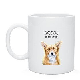 Кружка с принтом Corgi is my Love в Курске, керамика | объем — 330 мл, диаметр — 80 мм. Принт наносится на бока кружки, можно сделать два разных изображения | Тематика изображения на принте: corgi | corgi is my love | корги | собака