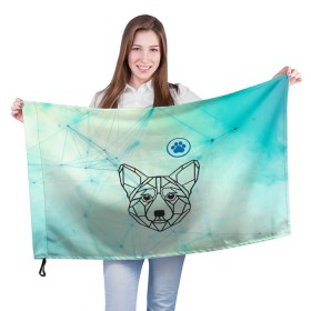 Флаг 3D с принтом Корги в Курске, 100% полиэстер | плотность ткани — 95 г/м2, размер — 67 х 109 см. Принт наносится с одной стороны | абстракция | геометрия | корги | лапка | собака | собачник