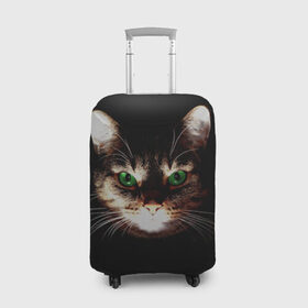 Чехол для чемодана 3D с принтом Зеленоглазый кот в Курске, 86% полиэфир, 14% спандекс | двустороннее нанесение принта, прорези для ручек и колес | зеленые глаза | кот | котик | кошак | кошатнику | кошатнице | кошачий портрет | кошка | кошка с зелеными глазами | кружка | любительнице ко | любителю кошек | подушка | полосатый кот | портрет кота