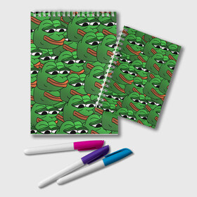 Блокнот с принтом Pepe The Frog в Курске, 100% бумага | 48 листов, плотность листов — 60 г/м2, плотность картонной обложки — 250 г/м2. Листы скреплены удобной пружинной спиралью. Цвет линий — светло-серый
 | Тематика изображения на принте: frog | meme | memes | pepe | pepe the frog | грустная жабка | лягушка | лягушонок пепе | мем | мемы