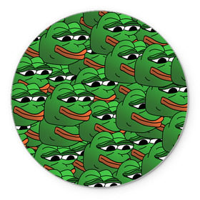 Коврик для мышки круглый с принтом Pepe The Frog в Курске, резина и полиэстер | круглая форма, изображение наносится на всю лицевую часть | Тематика изображения на принте: frog | meme | memes | pepe | pepe the frog | грустная жабка | лягушка | лягушонок пепе | мем | мемы
