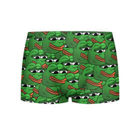 Мужские трусы 3D с принтом Pepe The Frog в Курске, 50% хлопок, 50% полиэстер | классическая посадка, на поясе мягкая тканевая резинка | frog | meme | memes | pepe | pepe the frog | грустная жабка | лягушка | лягушонок пепе | мем | мемы