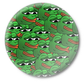 Значок с принтом Pepe The Frog в Курске,  металл | круглая форма, металлическая застежка в виде булавки | frog | meme | memes | pepe | pepe the frog | грустная жабка | лягушка | лягушонок пепе | мем | мемы