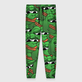Женские брюки 3D с принтом Pepe The Frog в Курске, полиэстер 100% | прямой крой, два кармана без застежек по бокам, с мягкой трикотажной резинкой на поясе и по низу штанин. В поясе для дополнительного комфорта — широкие завязки | frog | meme | memes | pepe | pepe the frog | грустная жабка | лягушка | лягушонок пепе | мем | мемы