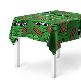 Скатерть 3D с принтом Pepe The Frog в Курске, 100% полиэстер (ткань не мнется и не растягивается) | Размер: 150*150 см | Тематика изображения на принте: frog | meme | memes | pepe | pepe the frog | грустная жабка | лягушка | лягушонок пепе | мем | мемы