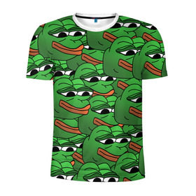 Мужская футболка 3D спортивная с принтом Pepe The Frog в Курске, 100% полиэстер с улучшенными характеристиками | приталенный силуэт, круглая горловина, широкие плечи, сужается к линии бедра | frog | meme | memes | pepe | pepe the frog | грустная жабка | лягушка | лягушонок пепе | мем | мемы