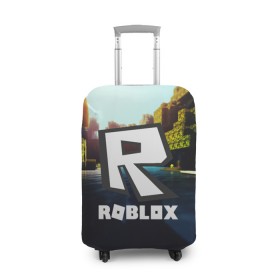 Чехол для чемодана 3D с принтом ROBLOX в Курске, 86% полиэфир, 14% спандекс | двустороннее нанесение принта, прорези для ручек и колес | game | gamer | logo | roblox | игры | логотип | роблокс