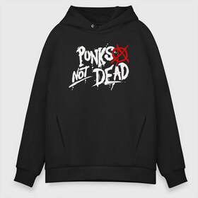 Мужское худи Oversize хлопок с принтом Punks not dead в Курске, френч-терри — 70% хлопок, 30% полиэстер. Мягкий теплый начес внутри —100% хлопок | боковые карманы, эластичные манжеты и нижняя кромка, капюшон на магнитной кнопке | anarhy | dead | not | punk | punks not dead | анархия | панк не сдох | панки