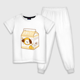 Детская пижама хлопок с принтом Chimmy juice в Курске, 100% хлопок |  брюки и футболка прямого кроя, без карманов, на брюках мягкая резинка на поясе и по низу штанин
 | Тематика изображения на принте: bt21 | bts | chimmy | chimmy juice | бт21 | бтс