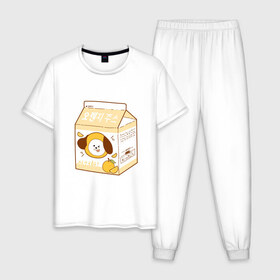 Мужская пижама хлопок с принтом Chimmy juice в Курске, 100% хлопок | брюки и футболка прямого кроя, без карманов, на брюках мягкая резинка на поясе и по низу штанин
 | bt21 | bts | chimmy | chimmy juice | бт21 | бтс