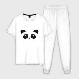 Мужская пижама хлопок с принтом Грустная пандочка в Курске, 100% хлопок | брюки и футболка прямого кроя, без карманов, на брюках мягкая резинка на поясе и по низу штанин
 | грустный | милый | мишка | мордочка | панда