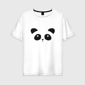 Женская футболка хлопок Oversize с принтом Грустная пандочка в Курске, 100% хлопок | свободный крой, круглый ворот, спущенный рукав, длина до линии бедер
 | грустный | милый | мишка | мордочка | панда