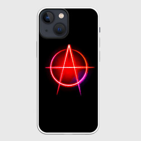 Чехол для iPhone 13 mini с принтом Анархия в Курске,  |  | art | neon | rock | sons of anarchy | анархия | арт | группа | егор летов | логотип | музыка | неон | панк | панк рок | прикольная | рок | свобода | хаос
