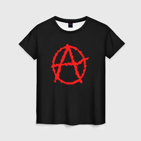 Женская футболка 3D с принтом Анархия в Курске, 100% полиэфир ( синтетическое хлопкоподобное полотно) | прямой крой, круглый вырез горловины, длина до линии бедер | art | rock | sons of anarchy | анархия | арт | группа | егор летов | логотип | музыка | панк | панк рок | прикольная | рок | свобода | хаос