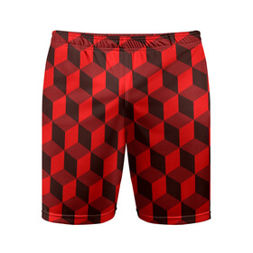 Мужские шорты спортивные с принтом Кубики в Курске,  |  | геометрия | квадратики | квадраты | красная майка | красная футболка | красные квадраты | красные кубики | красные трусы | красные шорты | красный р | красный топ | красный чехол
