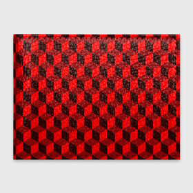 Обложка для студенческого билета с принтом Кубики в Курске, натуральная кожа | Размер: 11*8 см; Печать на всей внешней стороне | Тематика изображения на принте: геометрия | квадратики | квадраты | красная майка | красная футболка | красные квадраты | красные кубики | красные трусы | красные шорты | красный р | красный топ | красный чехол