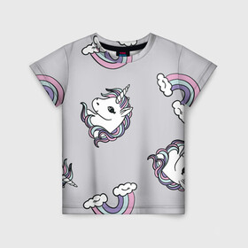 Детская футболка 3D с принтом Радужный единорог в Курске, 100% гипоаллергенный полиэфир | прямой крой, круглый вырез горловины, длина до линии бедер, чуть спущенное плечо, ткань немного тянется | unicorn | единорог | лошади | лошадь | пони | радуга