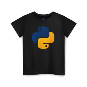 Детская футболка хлопок с принтом Python в Курске, 100% хлопок | круглый вырез горловины, полуприлегающий силуэт, длина до линии бедер | code | codes | pyhton | код | коды | питон | программирование | язык программирования