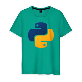 Мужская футболка хлопок с принтом Python в Курске, 100% хлопок | прямой крой, круглый вырез горловины, длина до линии бедер, слегка спущенное плечо. | Тематика изображения на принте: code | codes | pyhton | код | коды | питон | программирование | язык программирования