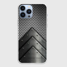 Чехол для iPhone 13 Pro Max с принтом Броня металлическая в Курске,  |  | абстракция | броня | геометрия | железо | кольчуга | конус | круги | линии | металл | полосы | сетка | сталь | текстура | треугольник