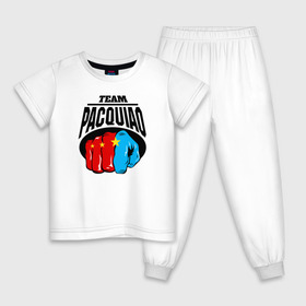 Детская пижама хлопок с принтом Team Pacquiao в Курске, 100% хлопок |  брюки и футболка прямого кроя, без карманов, на брюках мягкая резинка на поясе и по низу штанин
 | Тематика изображения на принте: manny pacquiao | pac man | pacquiao | бокс | мэнни пакьяо | пакьяо