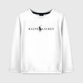 Детский лонгслив хлопок с принтом Ralph Lauren в Курске, 100% хлопок | круглый вырез горловины, полуприлегающий силуэт, длина до линии бедер | ralph lauren | богато | бренд | всадник | дорого | крикет | лаурен | лошадь | минимализм | поло | премиум | ральф | ральфлаурен | свитшот | тренд | футболка