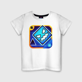 Детская футболка хлопок с принтом Geometry Dash в Курске, 100% хлопок | круглый вырез горловины, полуприлегающий силуэт, длина до линии бедер | аркада | платформер