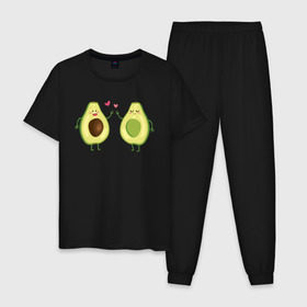 Мужская пижама хлопок с принтом Авокадо. в Курске, 100% хлопок | брюки и футболка прямого кроя, без карманов, на брюках мягкая резинка на поясе и по низу штанин
 | Тематика изображения на принте: авокадо | веган | еда блогеров | любовь | мемы | минимализм | прикольные картинки | прикольные надписи | растение | смешное авокадо | фрукт